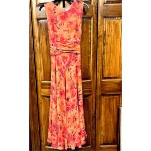 Adrianna Papell Silk Size 12 Floral Flowing Soft Maxi Dress